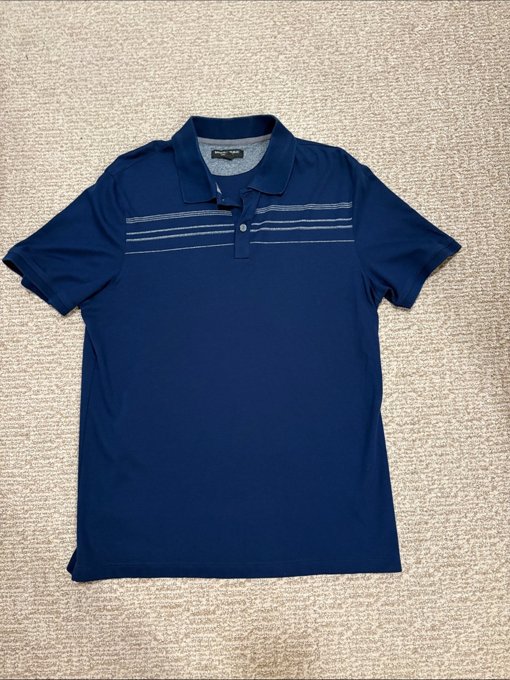 Banana Republic Men's Navy Polo with Light Stripe Accent